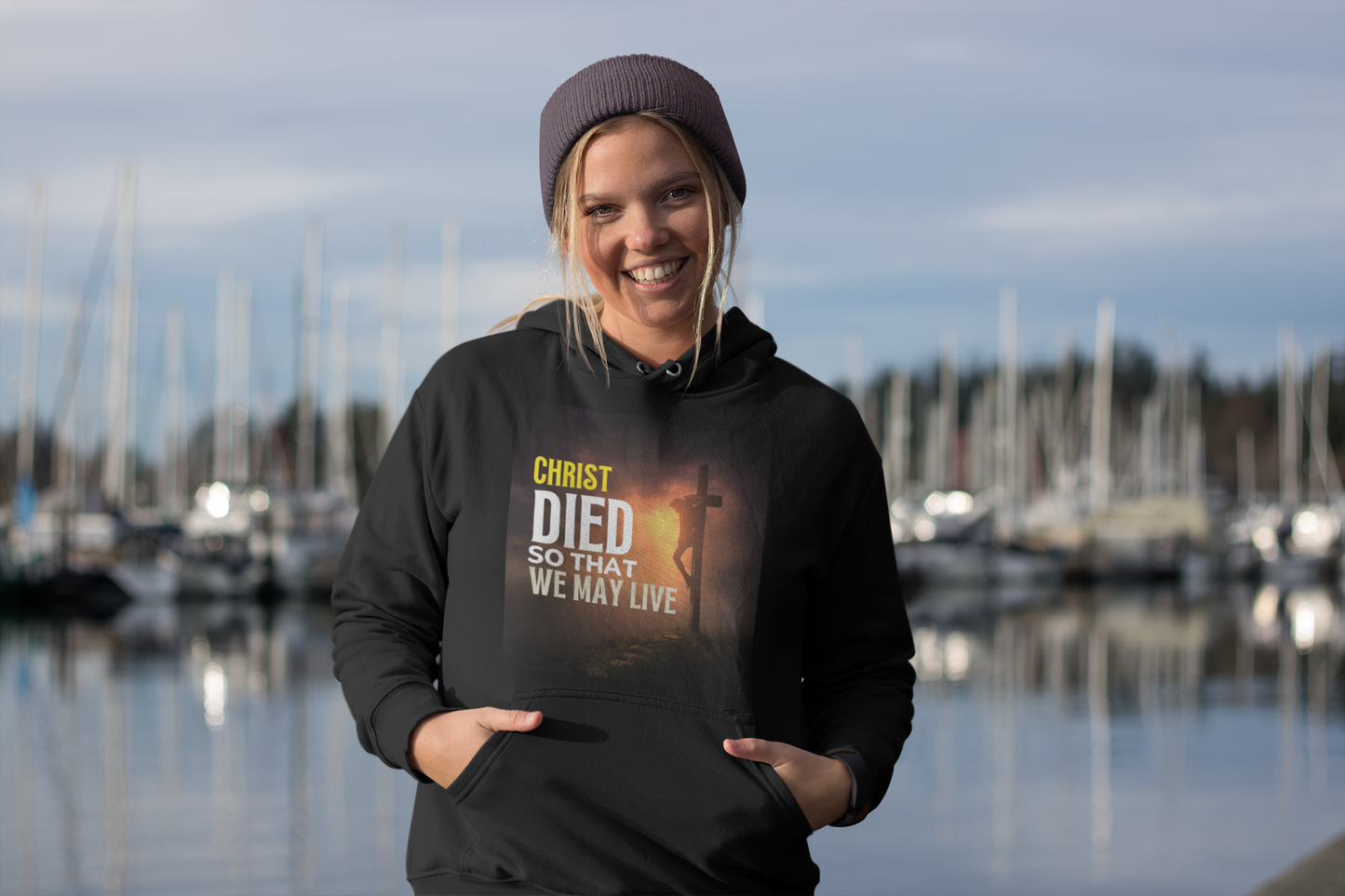 Christian Hoodie – “Christ Died So That We May Live” | Unisex Standard Hoodie (Black)