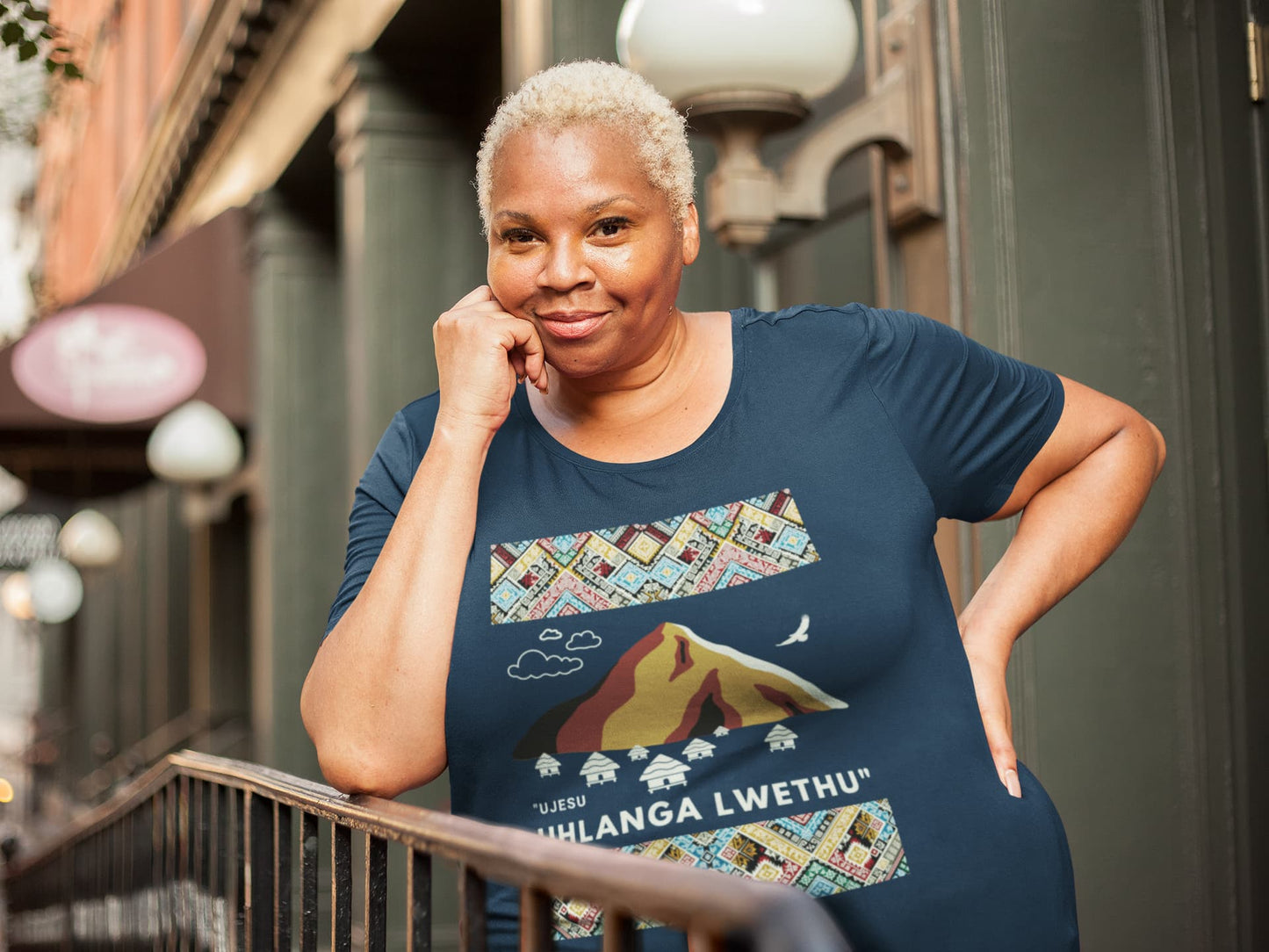 Unisex Heavy Weight Tee - "UJesu Uhlanga Lwethu" | Siswati Traditional Design (Navy Blue) Heavy Weight Premium T-Shirt