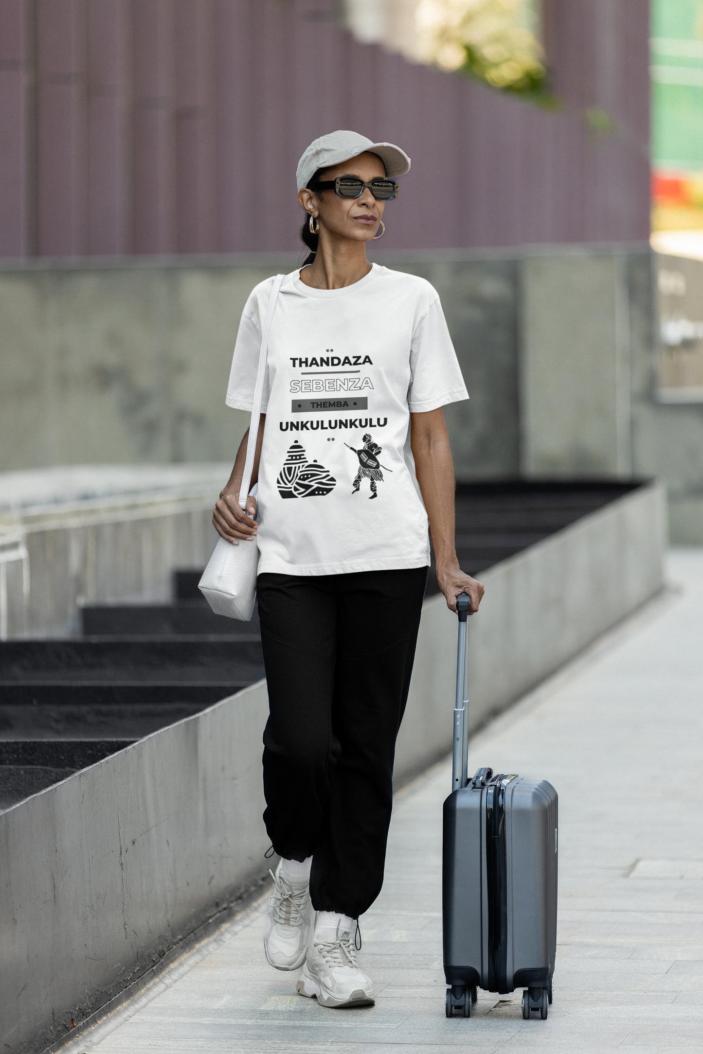 White Budget Unisex Tee – “Thandaza, Sebenza, Unkulunkulu” | isiZulu Faith Shirt