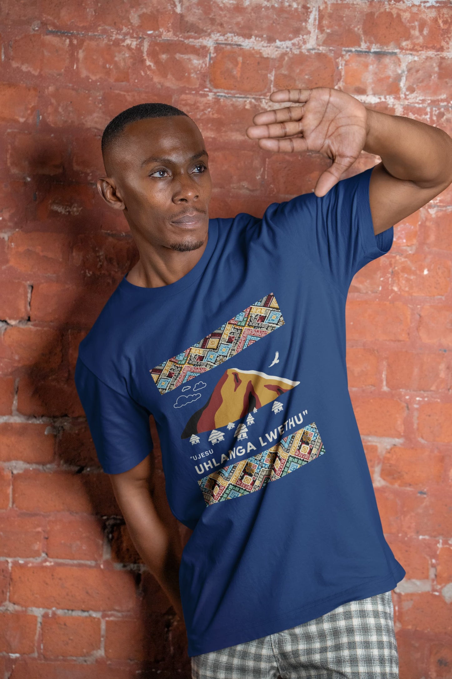 Unisex Heavy Weight Tee - "UJesu Uhlanga Lwethu" | Siswati Traditional Design (Navy Blue) Heavy Weight Premium T-Shirt