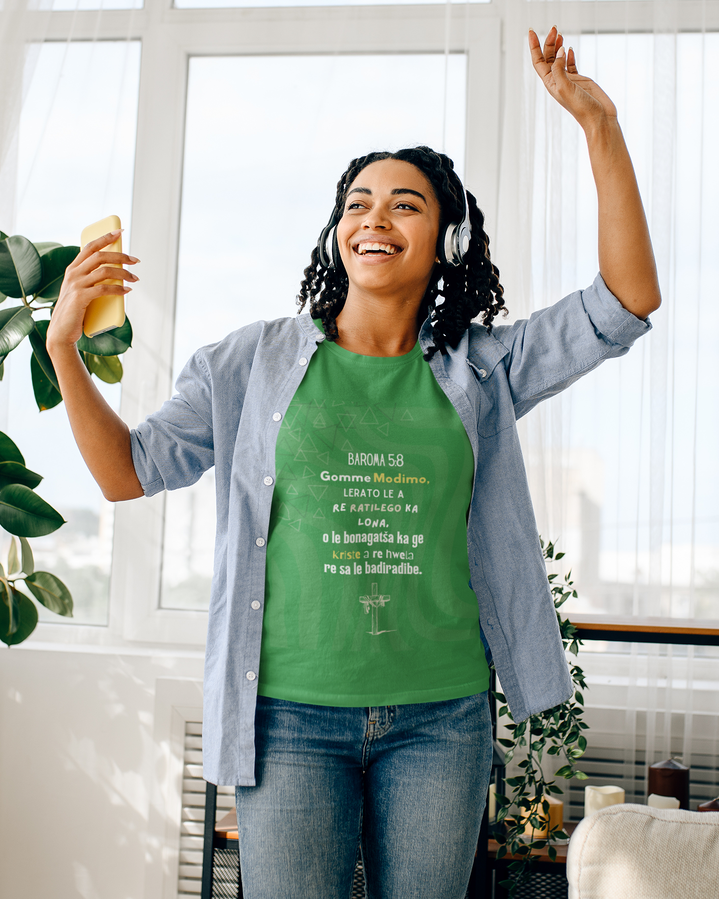 “Romans 5:8” | Sepedi Faith-Based Heavy Weight Premium T-Shirt (Green)