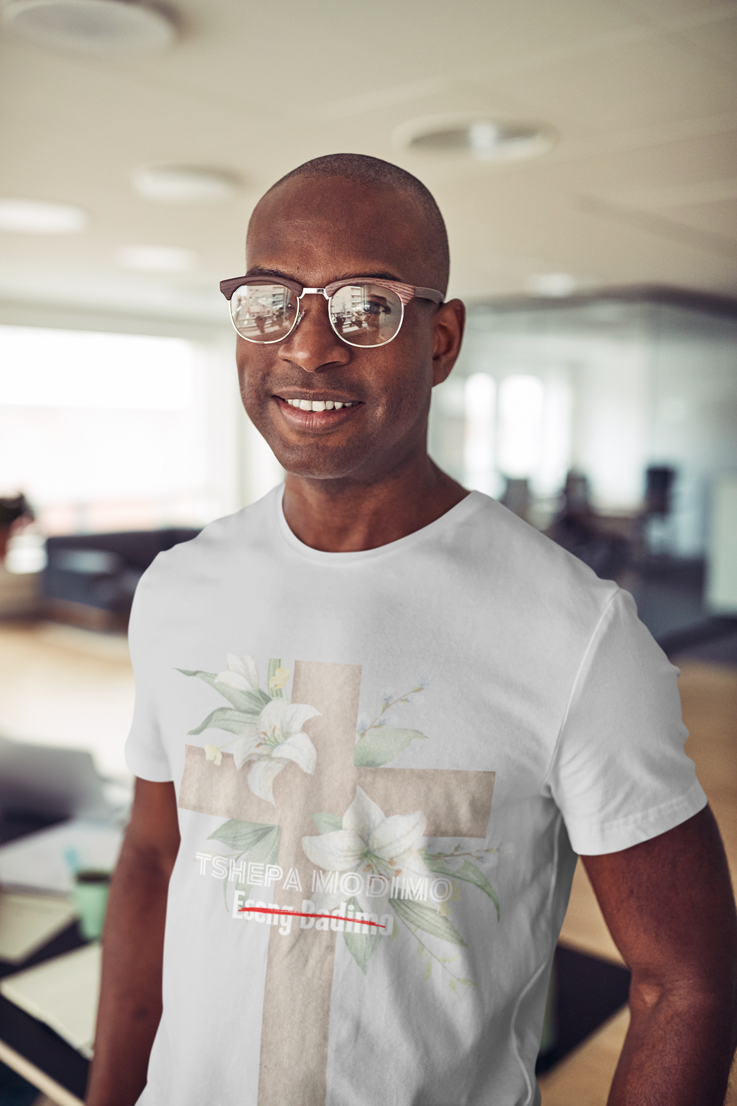 Sesotho Faith Tee – “Tshepa Modimo Eseng Badimo” | Heavyweight Cotton T-Shirt (Light Grey)